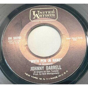 Johnny Darrell With Pen in Hand / Poetry of Love 45 Vinyl 60s Country Pop